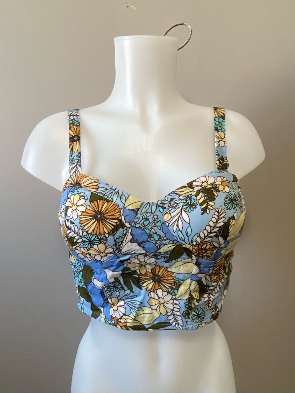 B.O.G Collective - Blue Floral Bustier Crop Top - Women